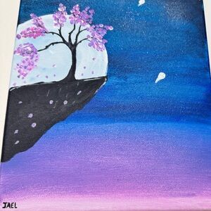 Abstract Tree Art Canvas - Blue and Purple